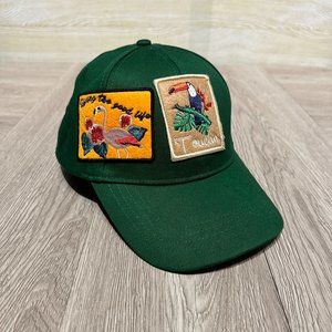 Zara men's snapback hat green color with patches